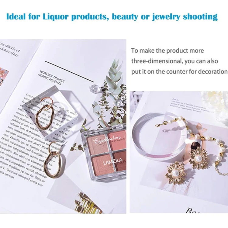 Clear Polished Acrylic Square &Round Display Base Block for Jewelry Ring Stand Showcase Holder Flat Lay Photography Props