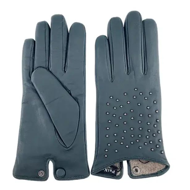 Wholesale Fashionable Touch Screen Women Patent Leather Genuine Sheepskin Gloves Winter Warm