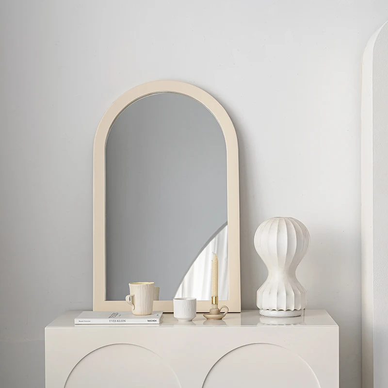 Modern nordic minimalist bedroom white arch floor mirror dressing full length mirror