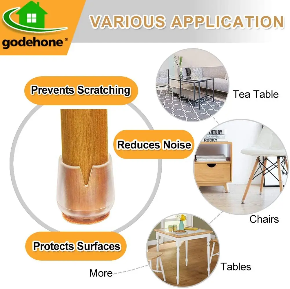 Chair Leg Protectors for Hardwood Floors, 16 PCS as pack.Silicone Furniture Pads.Non Slip Protector Pads  to Protect Floors
