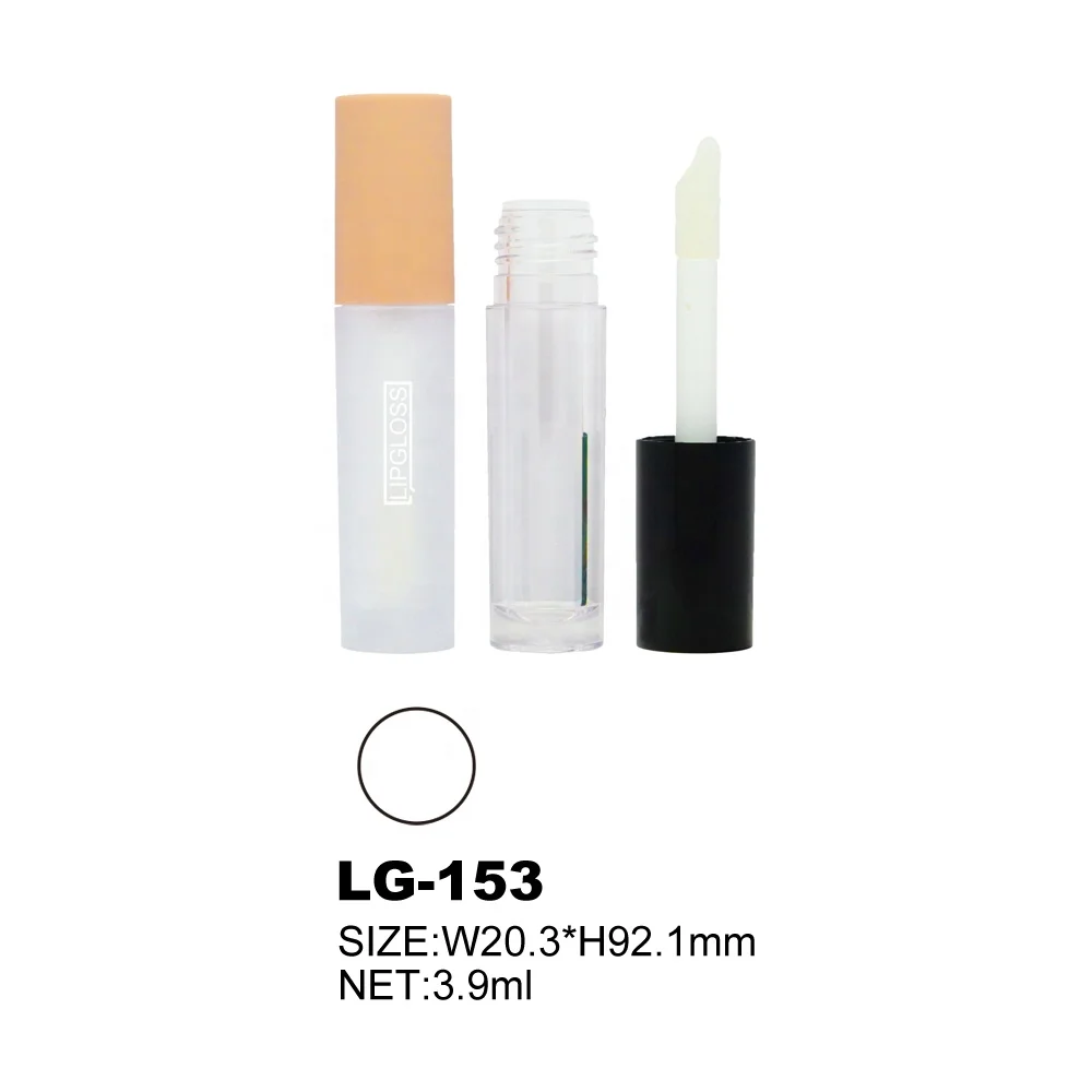 Big brush cosmetic lipgloss packaging high quality popular empty nude lip gloss tube lip container with nude cap
