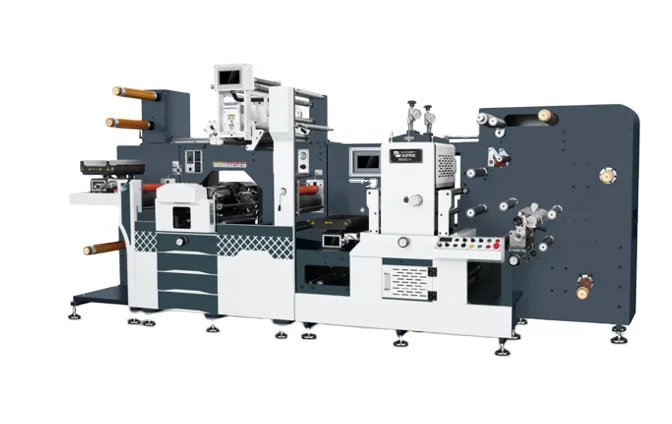 MDC-360-plus flexo printing machine  Hot/Cold foil Rotary die cut machine  in mold label  with digital slitter and simple
