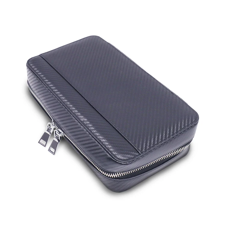 Manufacturer wholesale suitcase tube cedar wood cigar slot leather cigar case