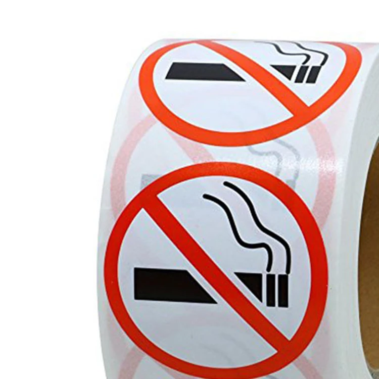
Custom chemical adhesive label sticker roll No smoking printed label paper 