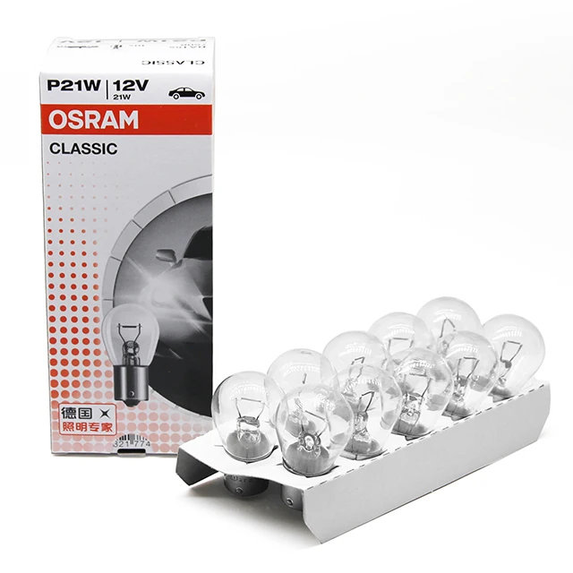  Оригинальные сигнальные лампы OSRAM с металлическими цоколями особенность P21W 7506 12V 21W BA15s сделано в Таиланде Дополнительная