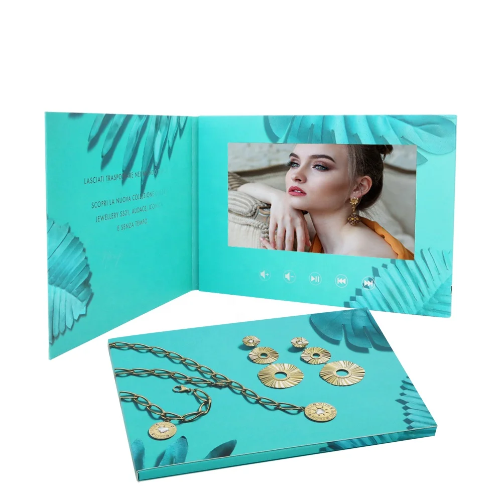 Custom video brochure LCD screen record memory Chinese homemade sexy HD wedding greeting card player book booklet video brochure