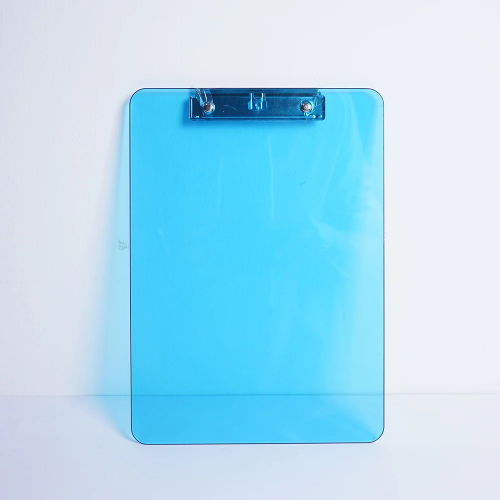 Transparent Clear Or Solid Color Oval Shape Clip A4 Plastic Clipboard Clip Board