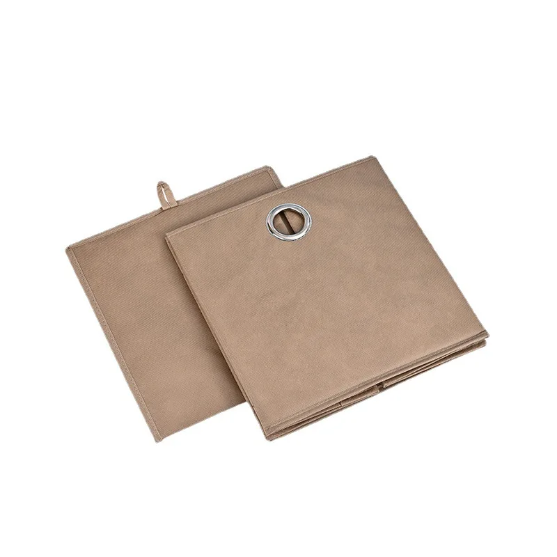 Foldable Non woven Fabric Storage Box Cubes Collapsible Cloth Baskets Open Storage Bins for Home Tidy  With Round Handles