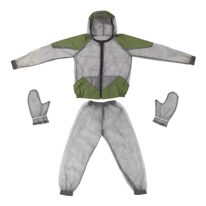 Outdoor Mosquito Repellent Suit Bug Jacket Mesh Hooded Suits Fishing Camping Jacket Insect Protective Mesh Shirt Gloves Pants