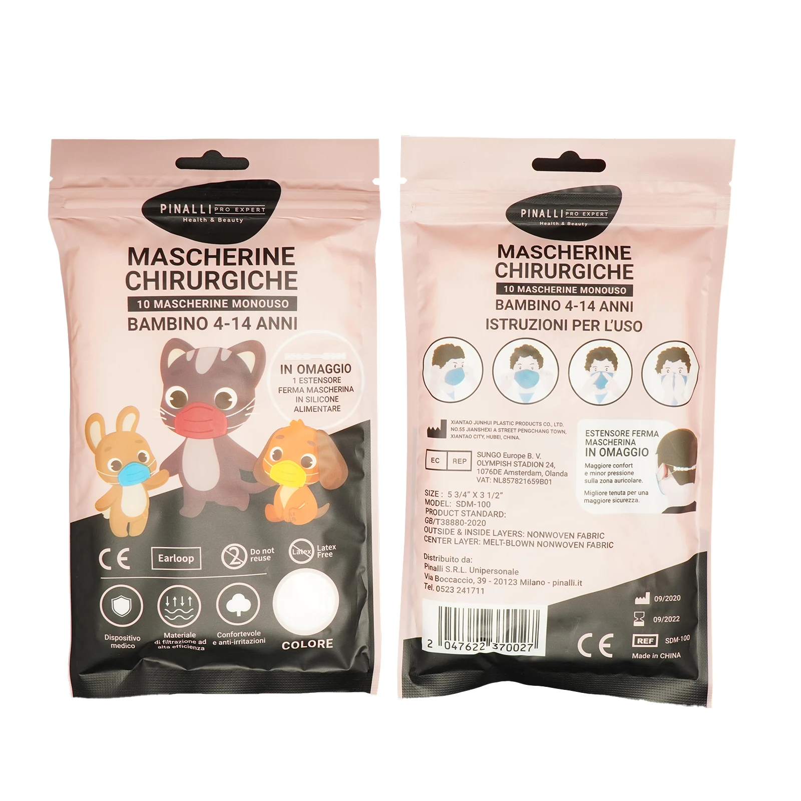 Child disposable face mask 3 Layer Ear hanging strips