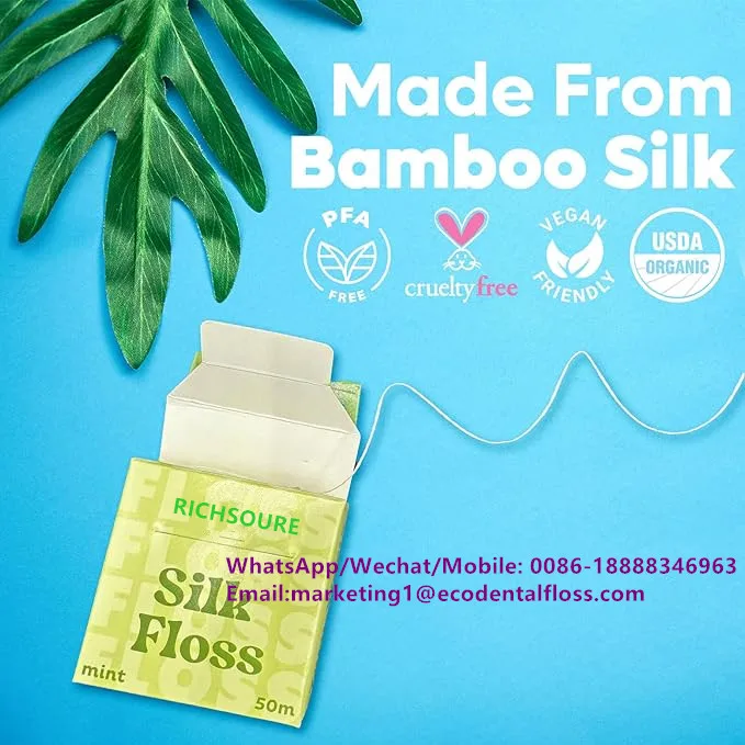 Zero Waste Floss Dental Floss Dupont Mint Waxed Nylon Wholesale 50yds Silk Tooth Nylon Dental floss