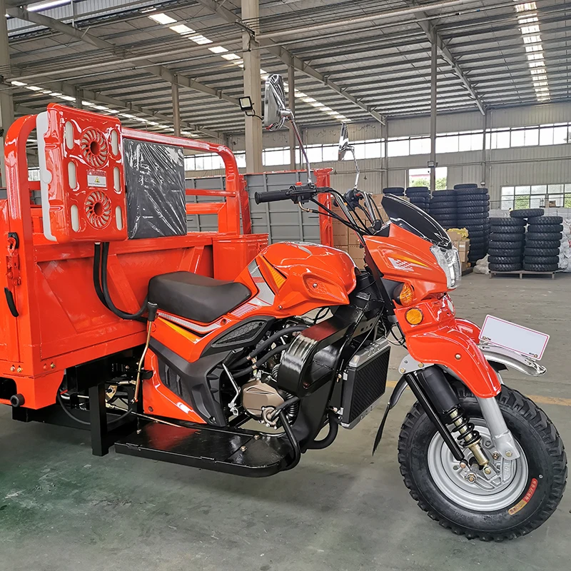 China OEM/ODM factory dual water cooled rear four tires overload gasoline petrol motor motorcycle cargo motorized tricycle