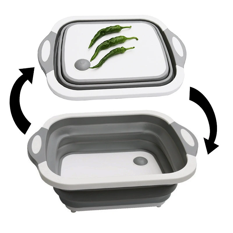New Multi-function 2 In 1 Plastic folding Collapsible Containers ,Kitchen Mats Cutting Board
