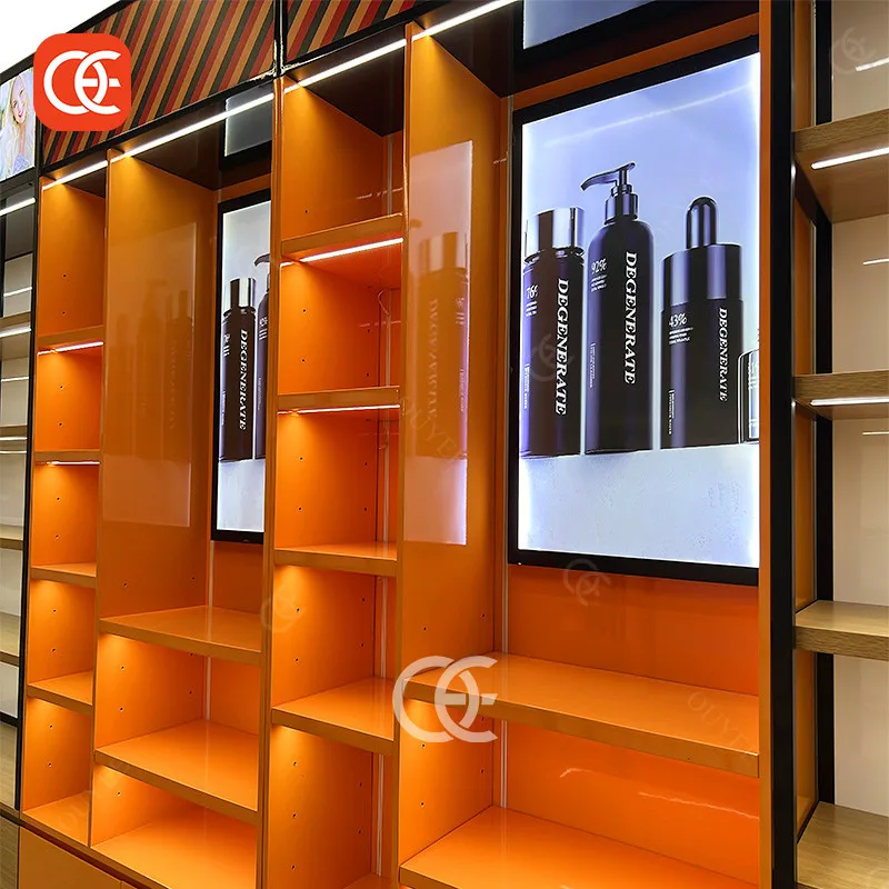 Коммерческая мебель полка для салона красоты поставка на заказ магазин волос светодиодный свет парик стеллажи магазина