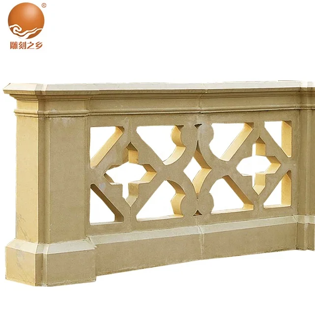 Beige stone railings Marble courtyard railing Courtyard patio baluster