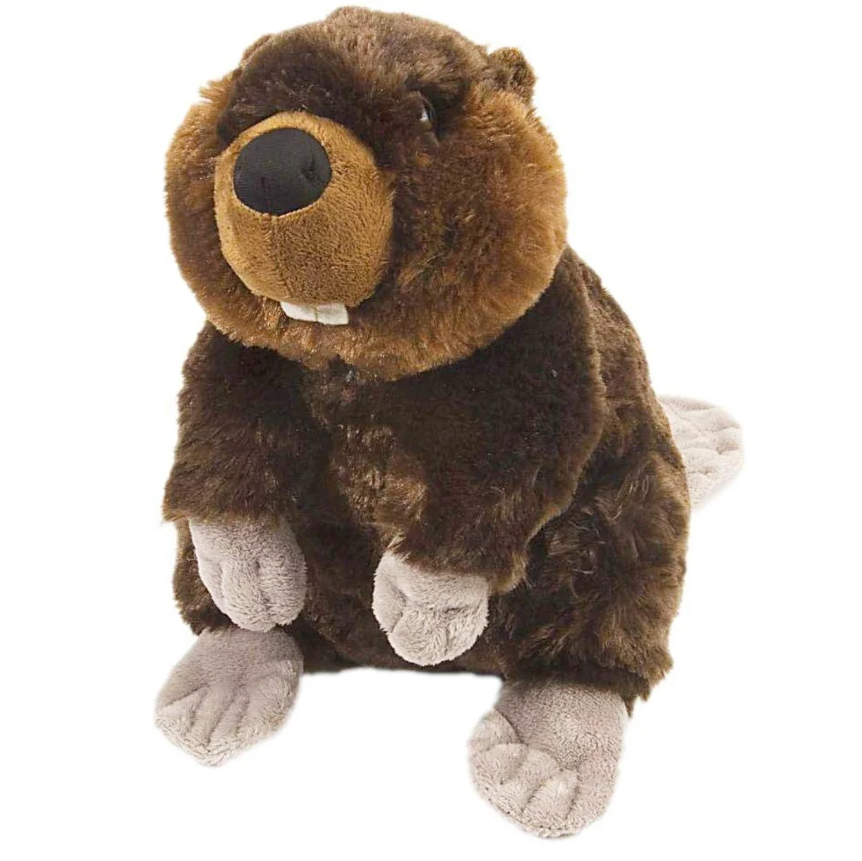 Plush Beaver in Lumberjack Shirt and Canada Maple Hat Beaver Stuffed Animal Toy Custom Soft Plush Toy Beaver