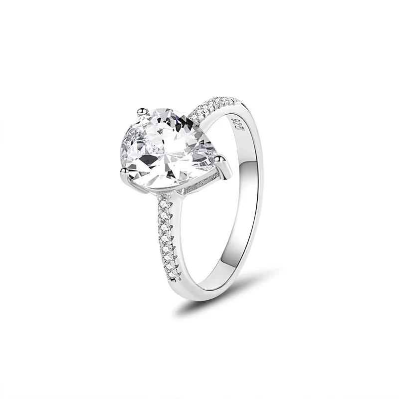 925 silver new design creative white zircon halo ring for women
