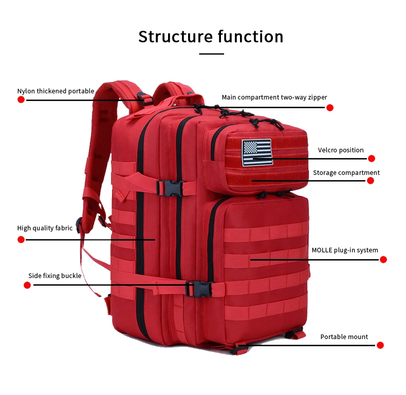 High Quality Men Tactical Camp Rucksack 45L Hiking Bagpack Mochila Back Pack Waterproof Tactical Bag Backpack