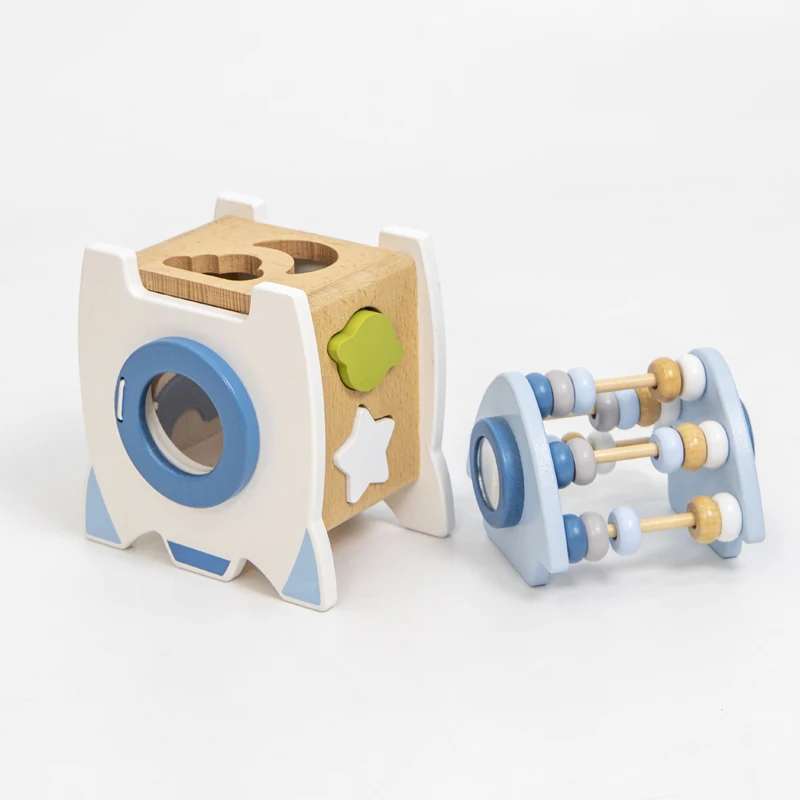 Asweets 2023 New design Wooden Sensory Montessori Children beads star mirror blue boy Toys Baby Game busy rocket For Kids