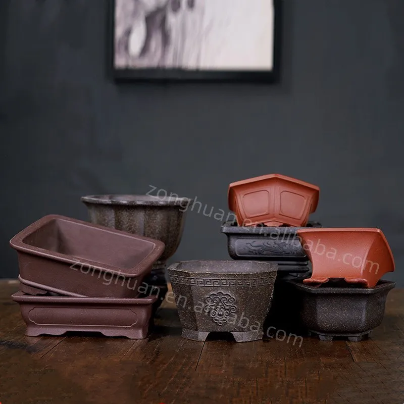 Creative New Traditional Ceramic Bonsai Pot, Chinese Yixing Bonsai Pot, Keramik flower pots planters Bonsai pots