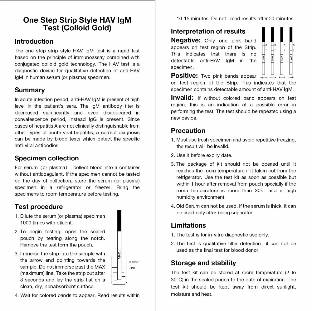 
2020 Brand New One Step Liver Disease Test Product Hot Sale HAV Hepatitis Virus HAV IgM Rapid Test Ki 