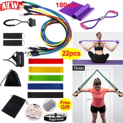 22 pcs Resistance Set Of for Sports Elastic Exercise Workout Pull Rope Gym Bands Portable Fitness Equipment