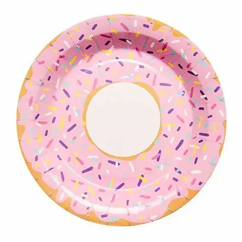 Disposable Customized Rainbow Donut Paper Plate For Party