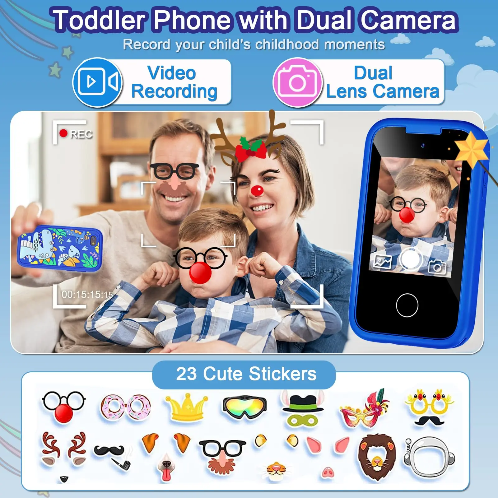 Kids Smart Phone Christmas Birthday Gifts Toys Cell Phone Touchscreen Toddler Learning Play Phone with Dual Camer