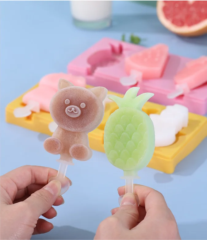 BPA Free Silicone Popsicle Molds Wholesale Custom Silicone Ice Cube Tray Mold Silicone Frozen Ice Popsicle Maker Ice Cream Mold