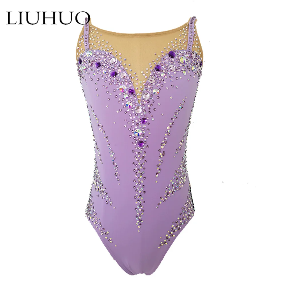 LIUHUO Custom Rhythmic Gymnastics Leotards Manufacturers Direct Sales Artistic Gymnastics Wear Competition Clothes Lilac