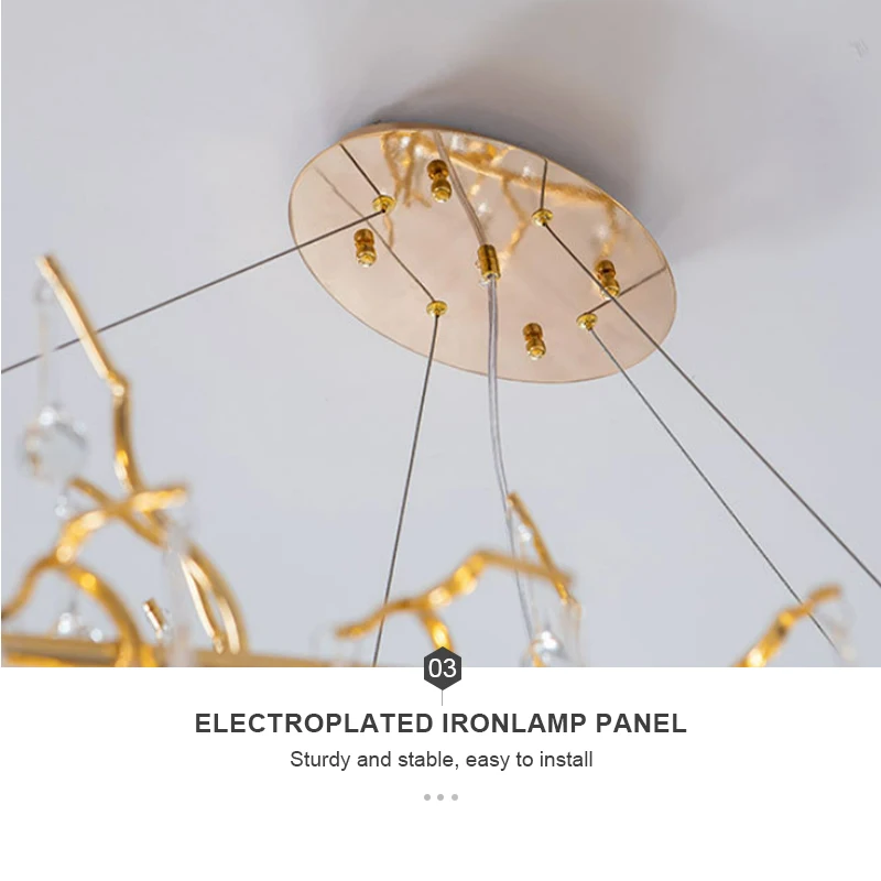 Modern branch-shaped water drop ceiling led chandelier Villa restaurant hotel luxury large crystal chandelier