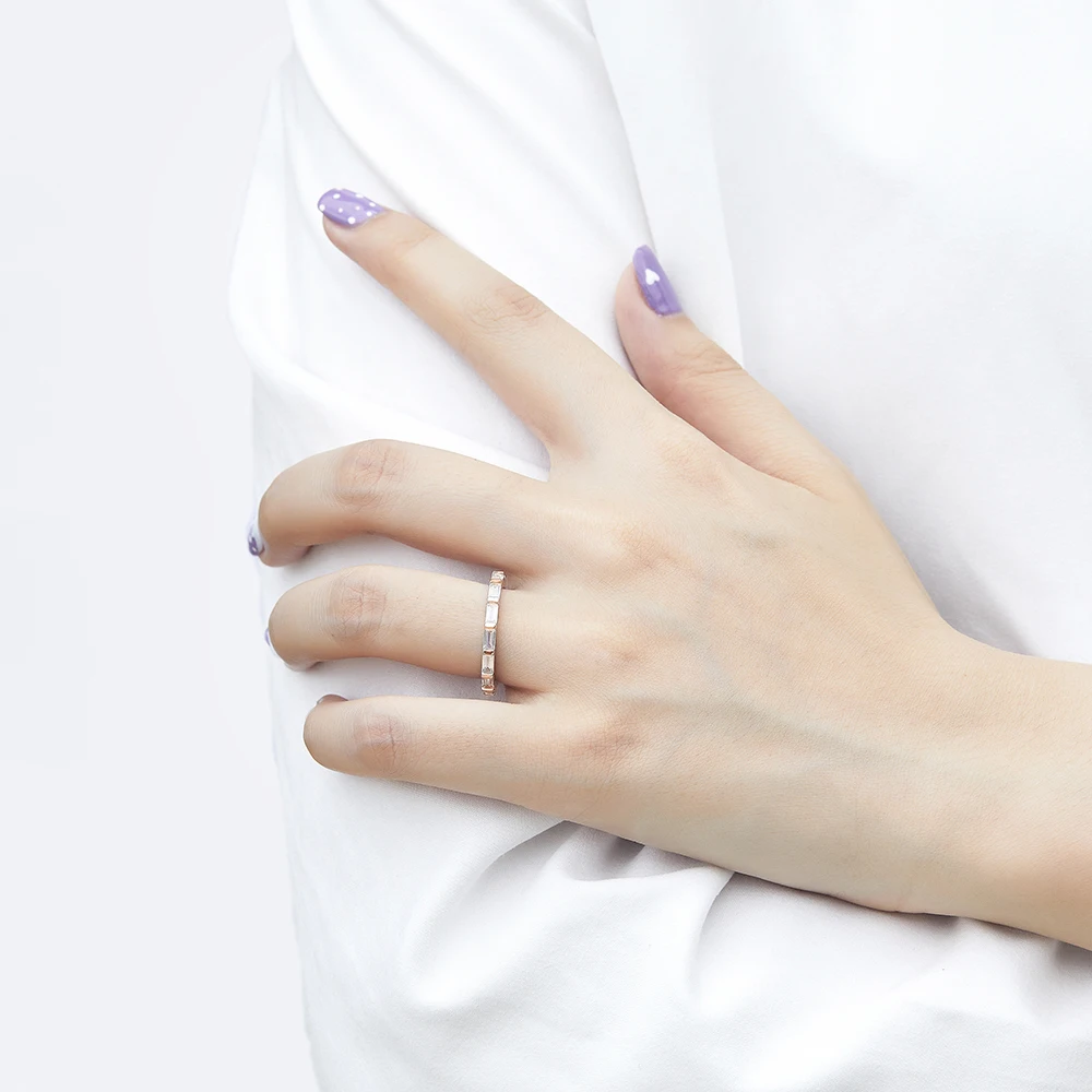 Simple S925 Sterling Silver Wholesale Fine Jewelry Rings Rose Gold Engagement & Wedding Rings For Women gold plated ring