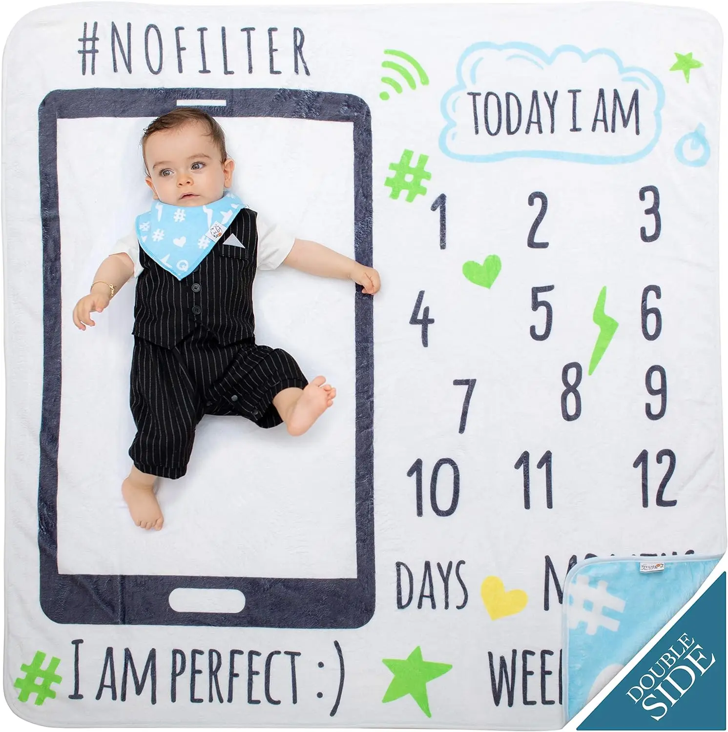 Personalized Bliss Customized Fabric Monthly Milestone Blanket for Baby