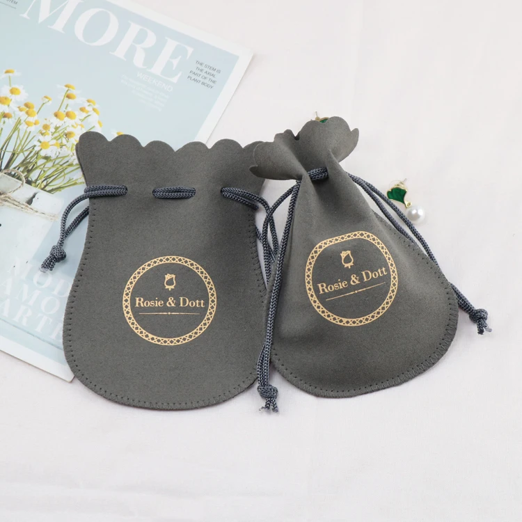 Wholesale custom suede jewelry pouch packaging with logo
