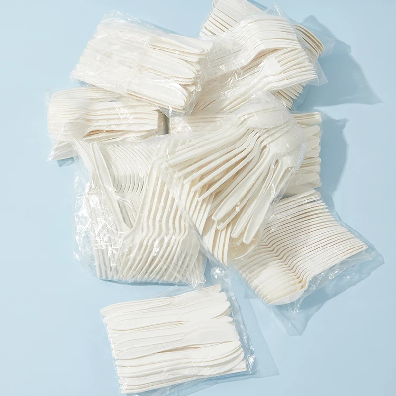 Natural Biodegradable Thickened  Corn Starch Spoon/Forks/Knives Disposable Cutlery Set