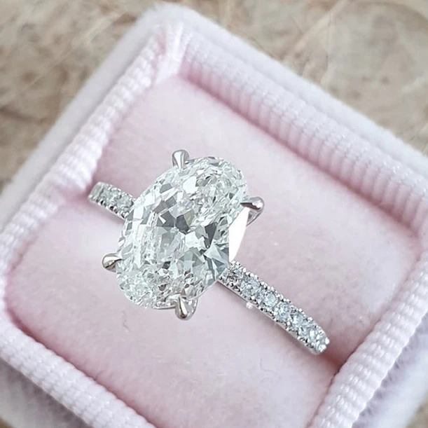 Custom Wholesale Cubic Zirconia Eternity Ring Women Jewelry Promise 925 Sterling Silver Oval Diamond Engagement Wedding Ring