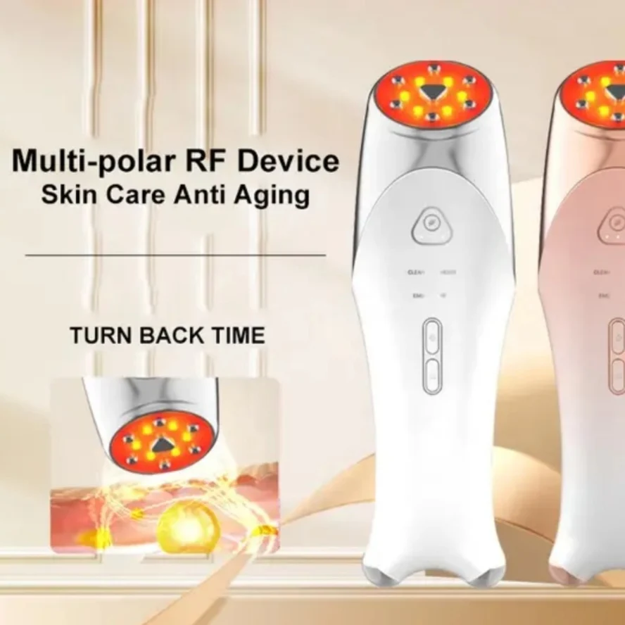 New Rechargeable RF LED Facial Beauty Machine Skin Care Microcurrent Light Therapy Device for Face Rejuvenation ABS EU UK