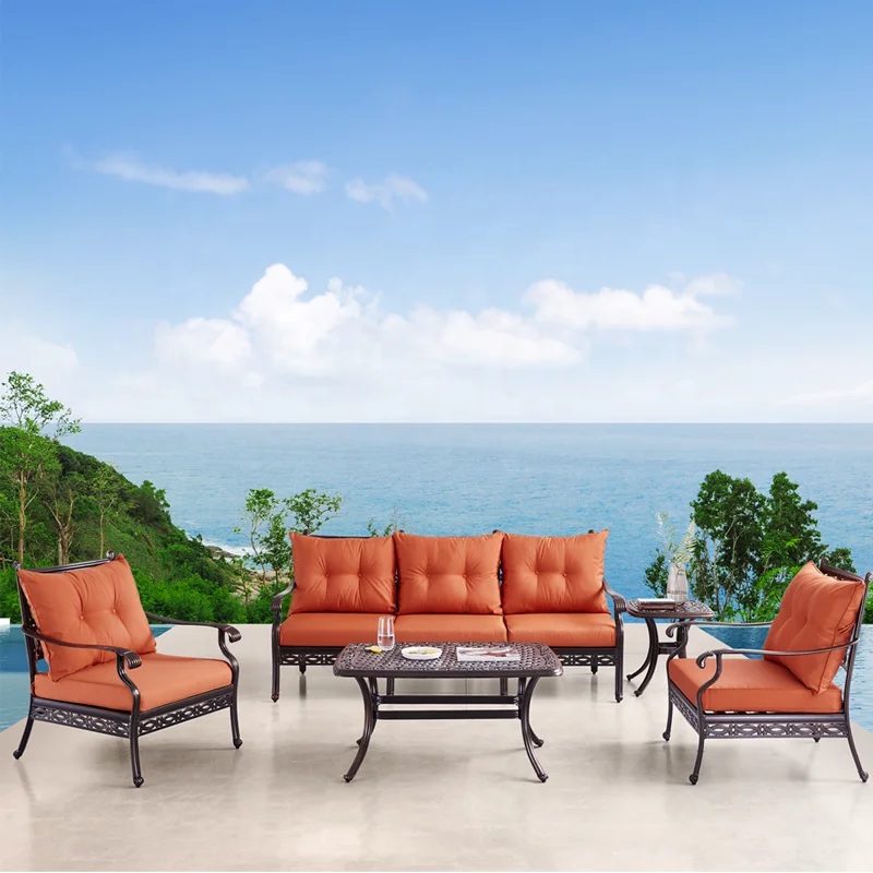 Luxury Best Indoor Home Garden Lounge Couch Furniture Outdoor Patio Cast Aluminum Sectional Sofa Chair Set