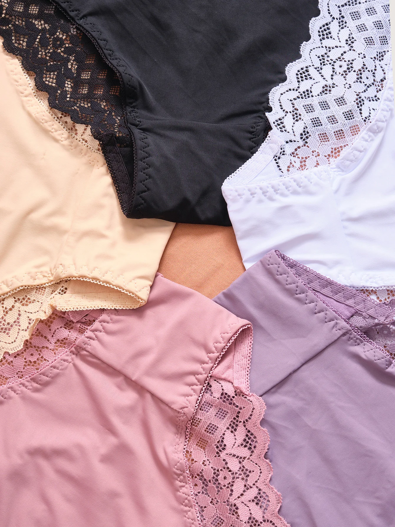 6017 Wholesale 5 Pack Lace Thong Panties Sexy Cotton Blend Underpants Briefs Lace Hollow Out Bikini Lingerie Thong