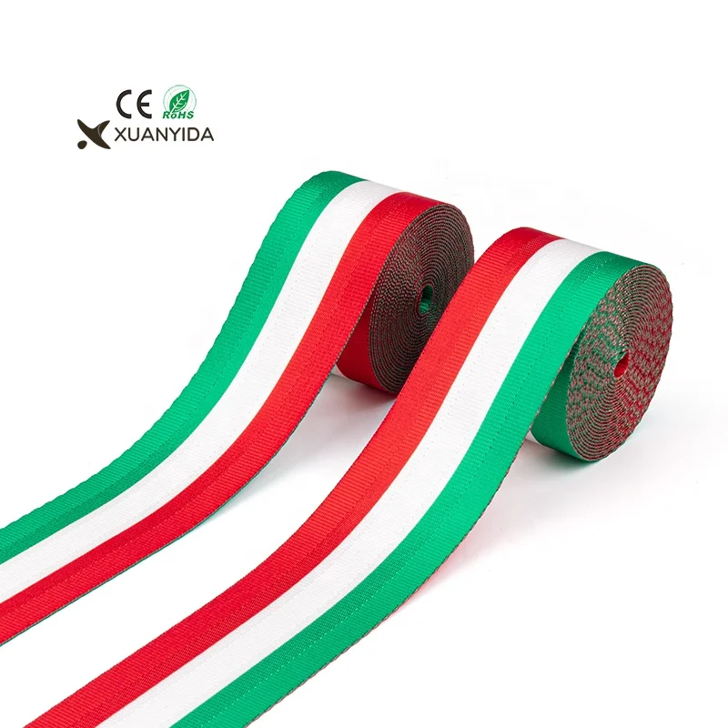 Custom horizontal stripes Italian flag car seat safety belts