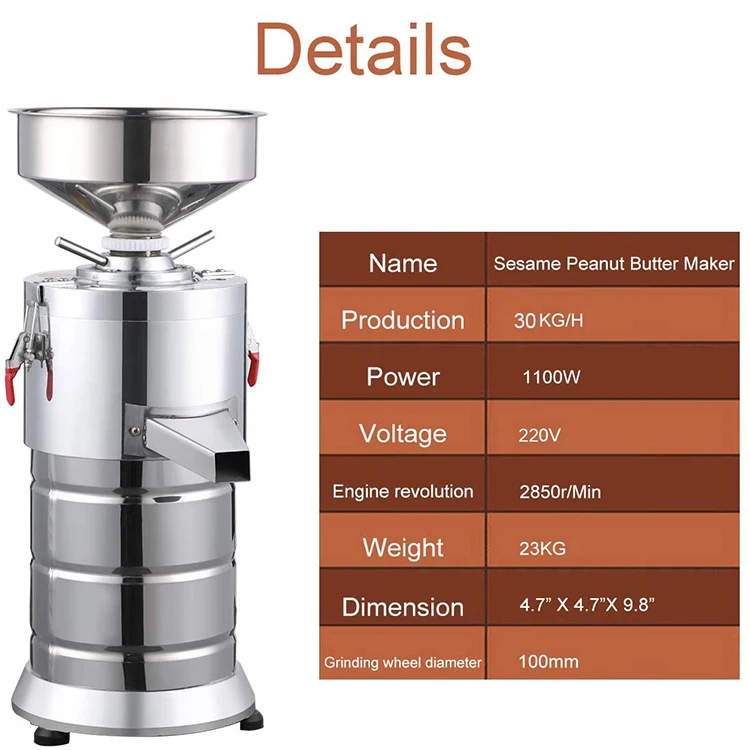 
1100W Multifunction Grinding Machines Peanut Butter Processing Machine 1100W Electric Sauce Maker Home Commercial Grain Grinder 