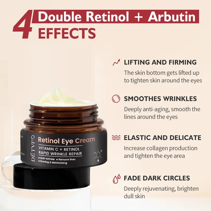 Anti-wrinkle tightening collagen instant firming peptide anti aging retinol eye cream for dark circles and puffiness