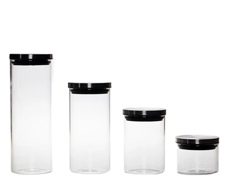 Storage jars Borosilicate Glass Food Storage Jar/Glass Candy Jar With Stainless steel/Cork/Bamboo Lid For Storage Kitchen