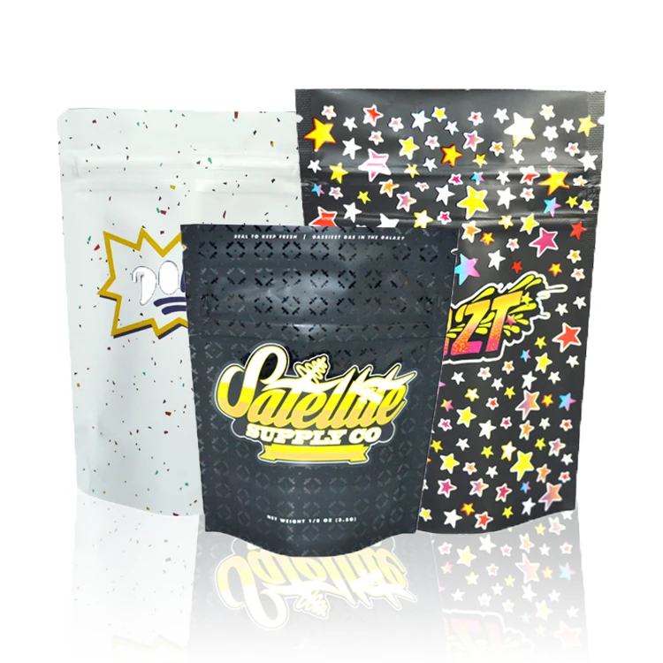 Custom Logo packaging sweet bags 1oz 28g / 7 gram / 4x5 inch 3.5 g edible candy ice cream smell proof zipper mylar plastic bag