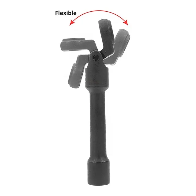 FLAVIC 6 PC Flexible Head Diesel Injection Wrench Set 3/8' Drive Injector Fuel Line Crowfoot Flare Nut Socket Auto Repair Tools
