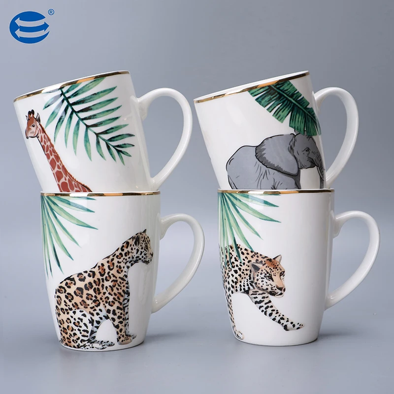 Excellent New bone china high quality Eco-Friendly Glazed Mug 4PCS MUGS