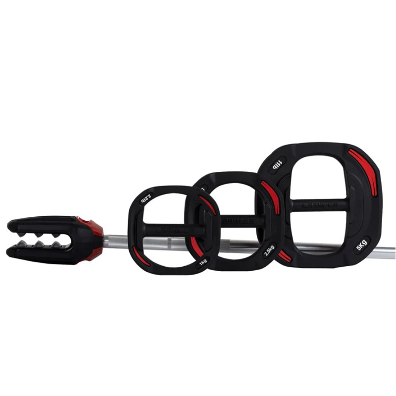 
Hadley Black+Red Adjustable TPU Barbell 20kg Weightliftingg Weight Plates Barbell Set fitness use for home gym 