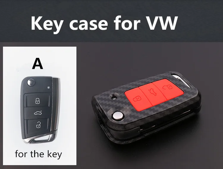 Carbon Fiber Car Key Case Bag Cover For Volkswagen VW Golf 7 MK7 Tiguan Touran 2017 For Skoda Octavia A7 RS For Seat Leon Ibiza