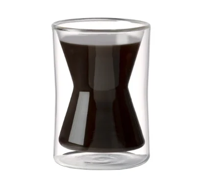 Custom Made Clear Borosilicate Heat-resistant Glass Coffee Milk Mug With Two Layers