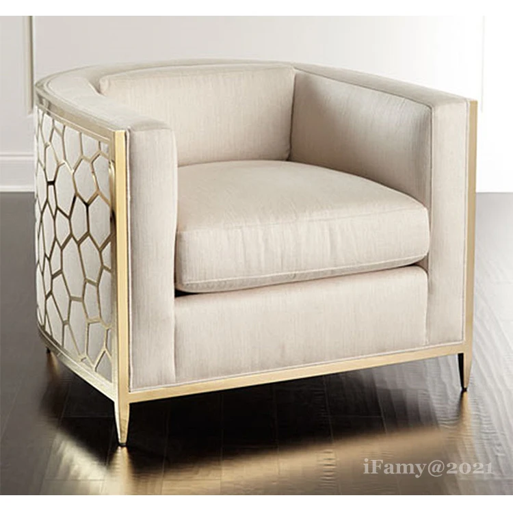 Новый Дизайн Роскошный Золотой сталь металл любишь диваны отборочные 5 звездочный отель диван лобби мебель из литого алюминия